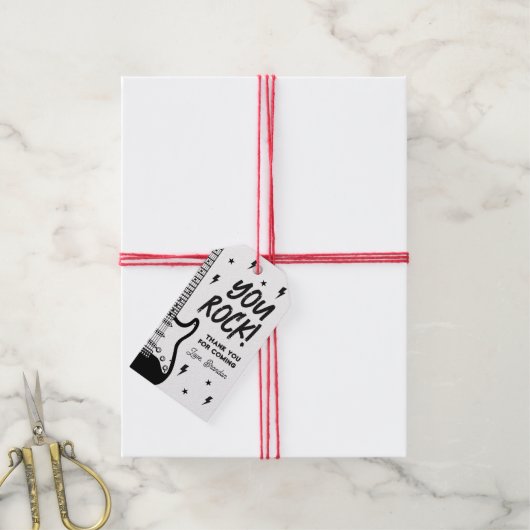 ロックンロールギターバースデーパーティーメッセージカード ギフトタグ (より糸付き)