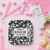 ロックンロールギターバースデーパーティー ペーパープレート (パーティー)