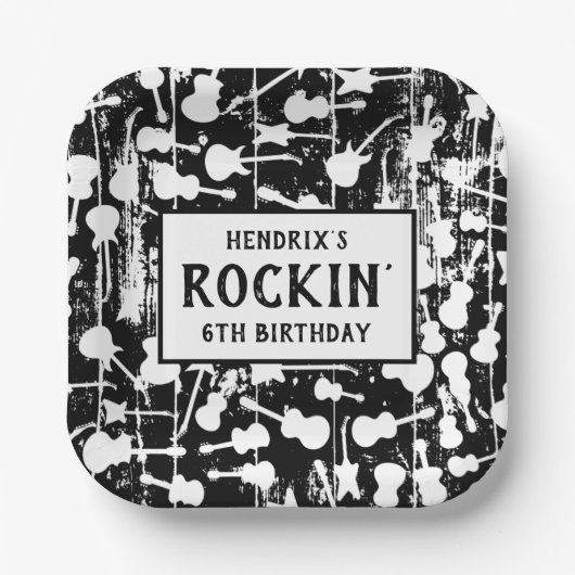 ロックンロールギターバースデーパーティー ペーパープレート (正面)