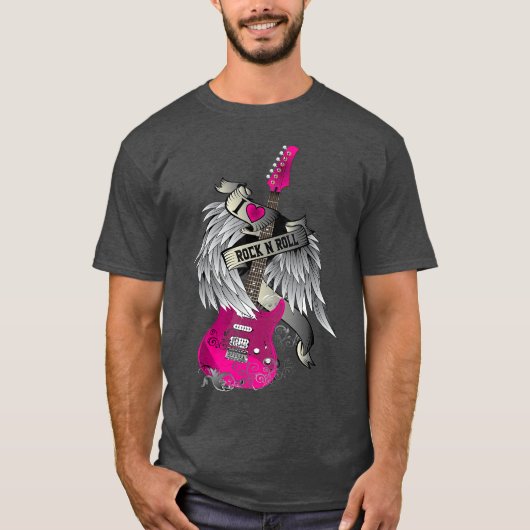 ロックンロールギター天使の羽根少年 Tシャツ (正面)