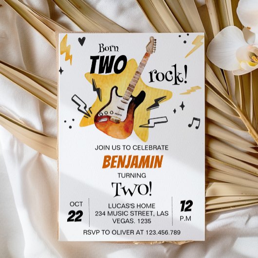 ロックンロールギター誕生日招待状 招待状