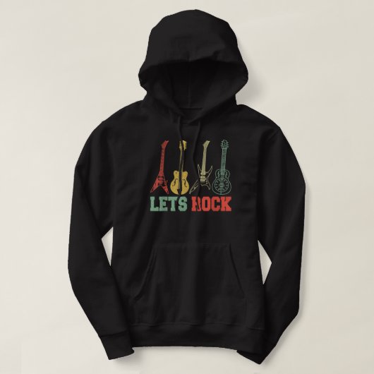 ロックンロールギター レトロスタイル パーカ (デザイン正面)