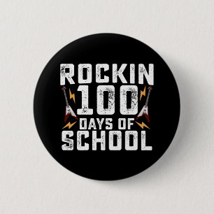ロックンロールギター 100日目の学校を祝おう ビンテージ 缶バッジ