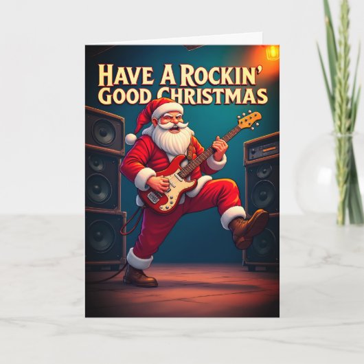 ロックンロールクリスマス折りたたみグリーティングカード カード (正面)