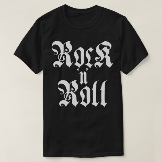ロックンロールゴシックタイポグラフィ Tシャツ (デザイン正面)