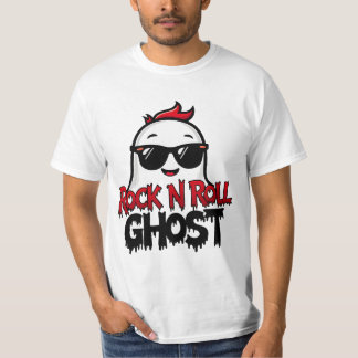 ロックンロールゴーストTシャツ、楽しいハロウィングラフィックT Tシャツ