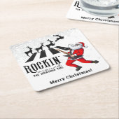 ロックンロールサンタロックンクリスマスクリスマスパーティー スクエアペーパーコースター (アングル)