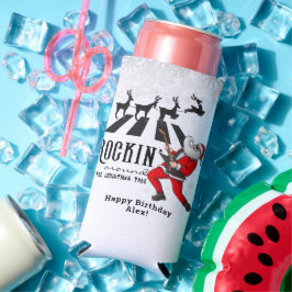 ロックンロールサンタロックンクリスマスクリスマスパーティー スリム缶クーラー