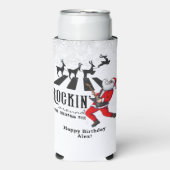 ロックンロールサンタロックンクリスマスクリスマスパーティー スリム缶クーラー (Seltzer正面)