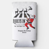 ロックンロールサンタロックンクリスマスクリスマスパーティー スリム缶クーラー (裏面)