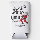 ロックンロールサンタロックンクリスマスクリスマスパーティー スリム缶クーラー (正面)
