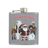 ロックンロールサンタ | 面白いバイカーパンクのクリスマス フラスク (正面)