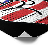 ロックンロールシャツアメリカ国旗のホルンサインレトロコンサー ポスター (角)