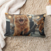 ロックンロールジンジャーネコギター・ロックスター ランバークッション (ブランケット)