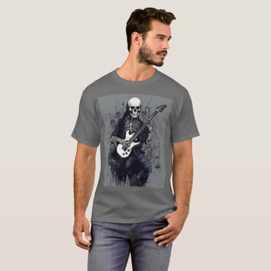 ロックンロールスカルコンサートバナー Tシャツ (正面フル)