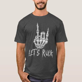ロックンロールスケルトンの手ギター ロック クール メンズ レディース Tシャツ