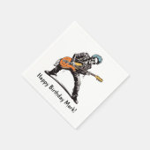 ロックンロールスケルトン誕生日パーティー スタンダードカクテルナプキン (角)