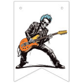 ロックンロールスケルトン誕生日パーティー バンティングフラッグ (第1の旗)