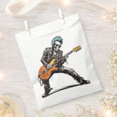 ロックンロールスケルトン誕生日パーティー フェイバーバッグ (クリップ留めされた状態)