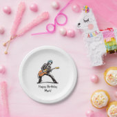 ロックンロールスケルトン誕生日パーティー ペーパープレート (パーティー)