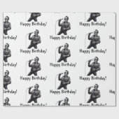 ロックンロールスケルトン誕生日パーティー ラッピングペーパー (フラット)