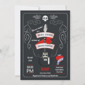 ロックンロールチョークボード ブライダルシャワー 招待状 (正面)