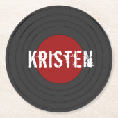 ロックンロールパーソナライズされたレコード ラウンドペーパーコースター (正面)