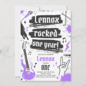 ロックンロールパーティーが1年1歳の誕生日を揺り動かす 招待状 (正面)