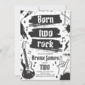ロックンロールパーティー 生まれて2回ロック 2歳の誕生日 招待状 (正面)