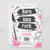 ロックンロールパーティー 誕生2回 ロック2歳の誕生日 招待状 (正面)