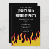 ロックンロールフレイムメンズバースデーパーティー 招待状 (正面/裏面)