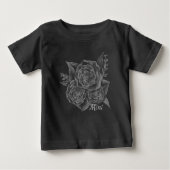 ロックンロールブラックモノクロフローラ – ミニ ベビーTシャツ (正面)