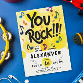 ロックンロールミュージックイエローウォーター色の誕生日パーティー 招待状