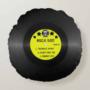ロックンロールレコードラベルカスタム黄 ラウンドクッション