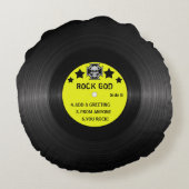 ロックンロールレコードラベルカスタム黄 ラウンドクッション (裏面)