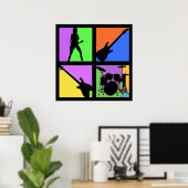 ロックンロールレトロ正方形ポスター ポスター (ホームオフィス)