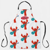 ロックンロールロブスターギター甲殻類模様 エプロン (正面)