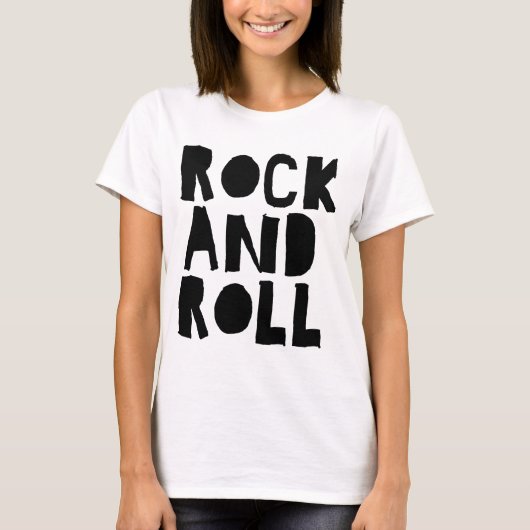 ロックンロール大胆ロゴデザイン Tシャツ (正面)