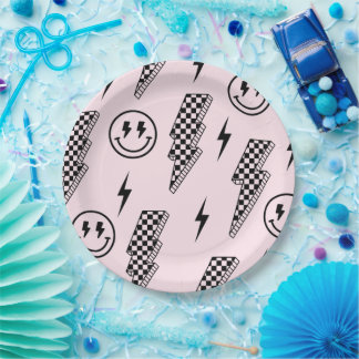 ロックンロール市松模様にプレート ペーパープレート