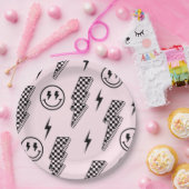 ロックンロール市松模様にプレート ペーパープレート (パーティー)