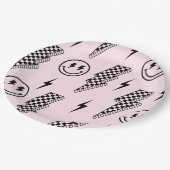 ロックンロール市松模様にプレート ペーパープレート (アングル)