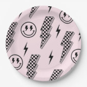 ロックンロール市松模様にプレート ペーパープレート (正面)