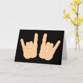 ロックンロール手の印 カード (黄色い花)