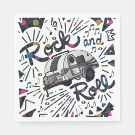 ロックンロール旅行トレーラーレコード音楽テーマ スタンダードランチョンナプキン