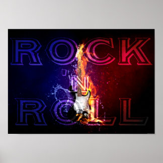 ロックンロール火炎電気ギター音楽 ポスター