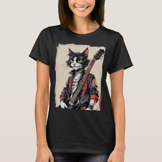 ロックンロール猫 Tシャツ (正面)