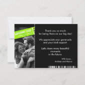 ロックンロール結婚のチケットコンサートボーディングパス サンキューカード (裏面)