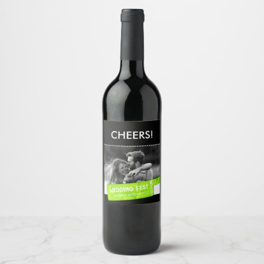 ロックンロール結婚のチケットコンサート日時を保存 ワインラベル (正面)