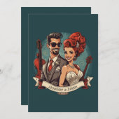 ロックンロール結婚カップル 招待状 (正面/裏面)