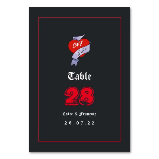 ロックンロール結婚ズモノグラム テーブルナンバー (正面)